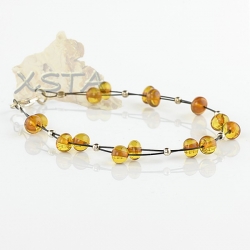 Cognac amber bracelet barok with wire